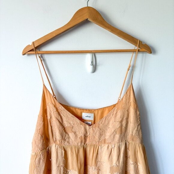 Aritzia Wilfred Lover Mini Babydoll Dress Soft Apricot Peach Size Large - Picture 5 of 8
